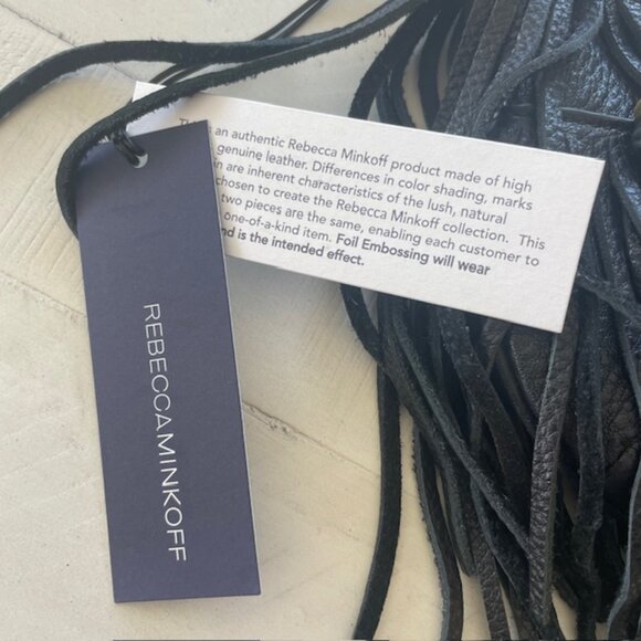 REBECCA MINKOFF FINN BEADED FRINGED CROSSBODY BLACK NWT - Picture 8 of 10